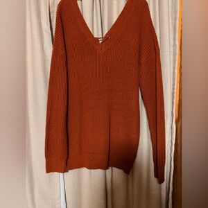 Charlotte Russe Women's Rust V-Neck Sweater